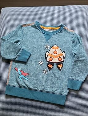 Cat & Jack Teal Rocket Crewneck Sweatshirt